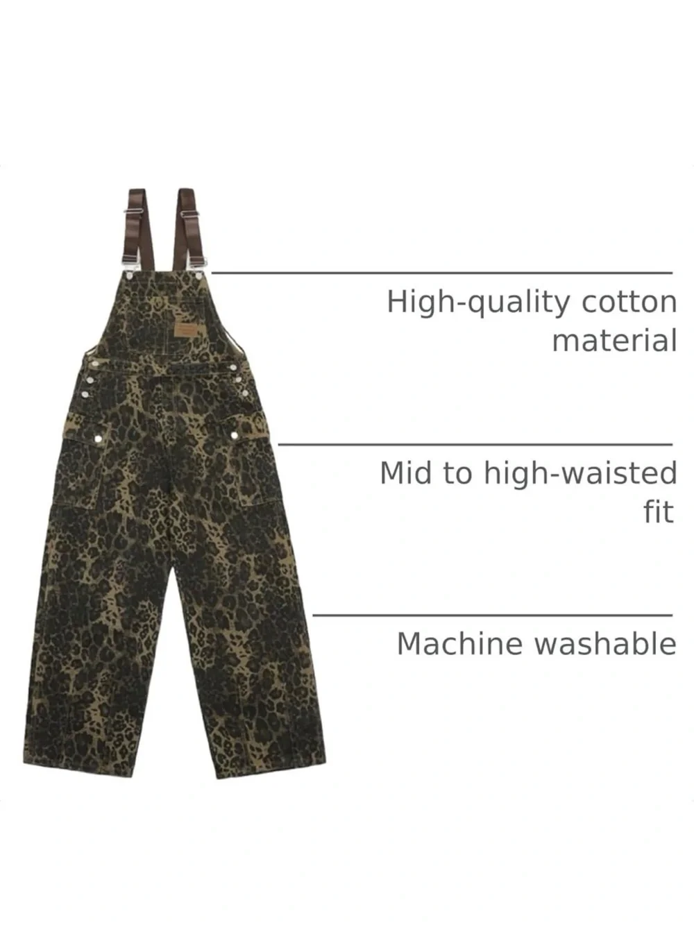 COOLMONAR Women's Leopard Baggy Wide leg Overalls